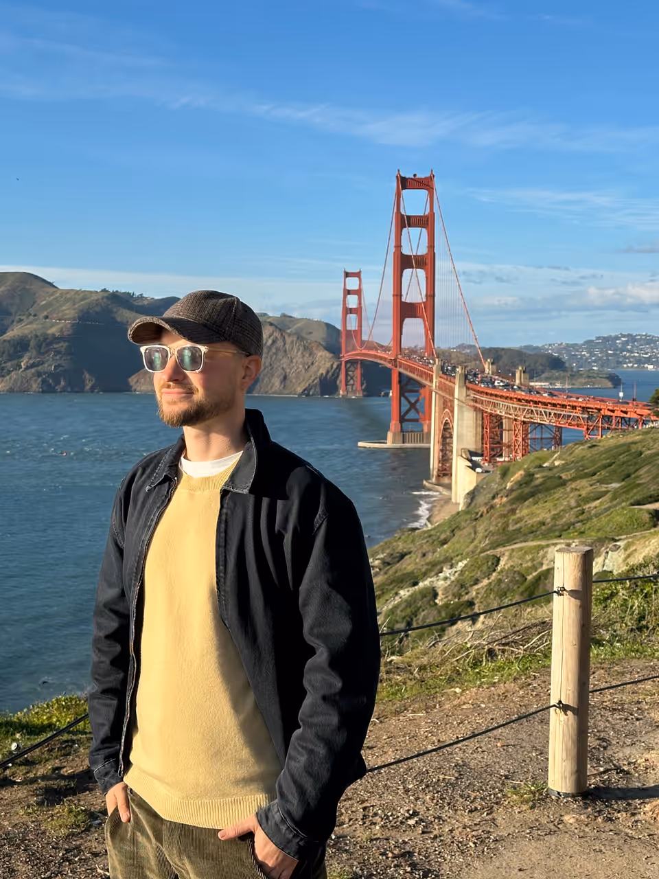 Pavel Smolin overlooking the Golden Gate Bridge in San Francisco